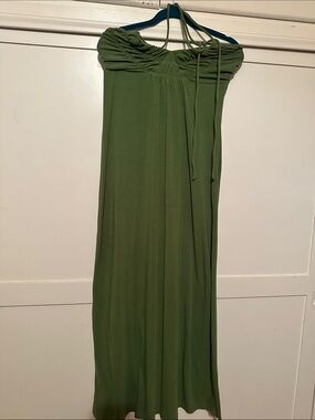 Sam & Max Olive Green Sleeveless Dress with Subtle Strap